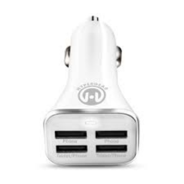 HyperGear Car Charger 4 Port USB-A 6.8 Amp Rapid Charge - White