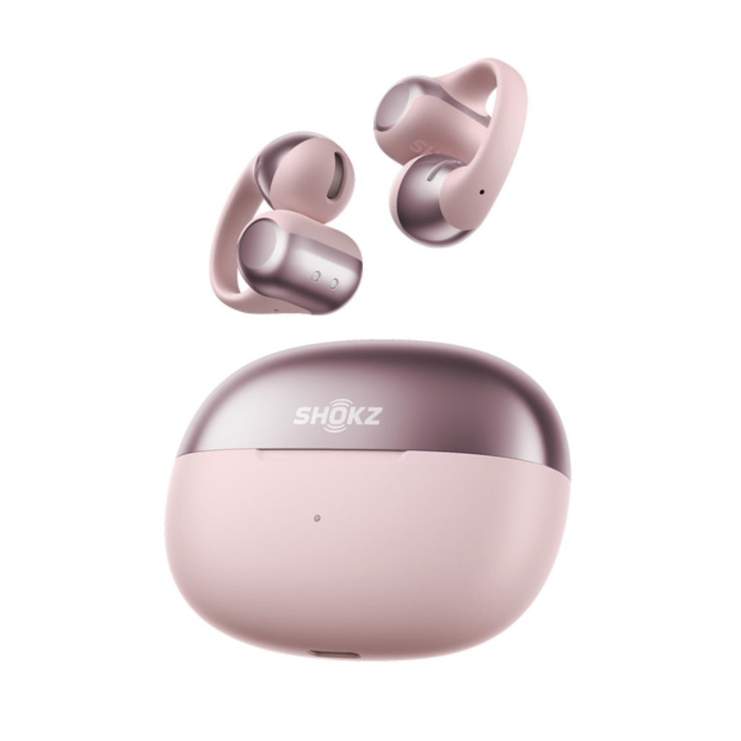 Shokz OpenDots ONE PINK True Wireless Earbuds Clip On Nickel Titanium Ultra Lightweight Compact Bass Power Wireless Charge Case 40hr Playtime