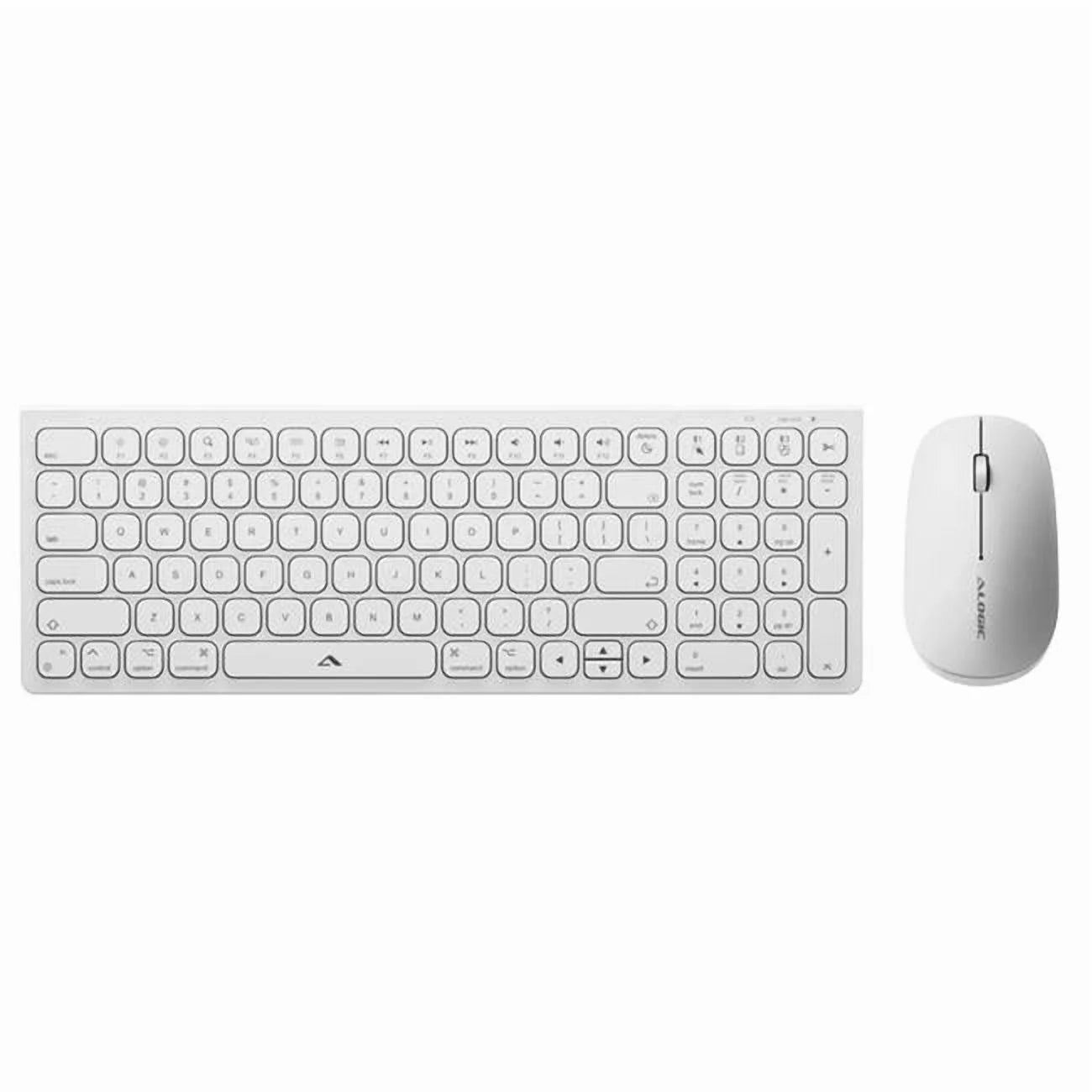 Alogic Keyboard Bluetooth or 2.4GHz Wireless Echelon USB-C Rechargeable Compact Win and Mouse Combo Wireless Mac - White