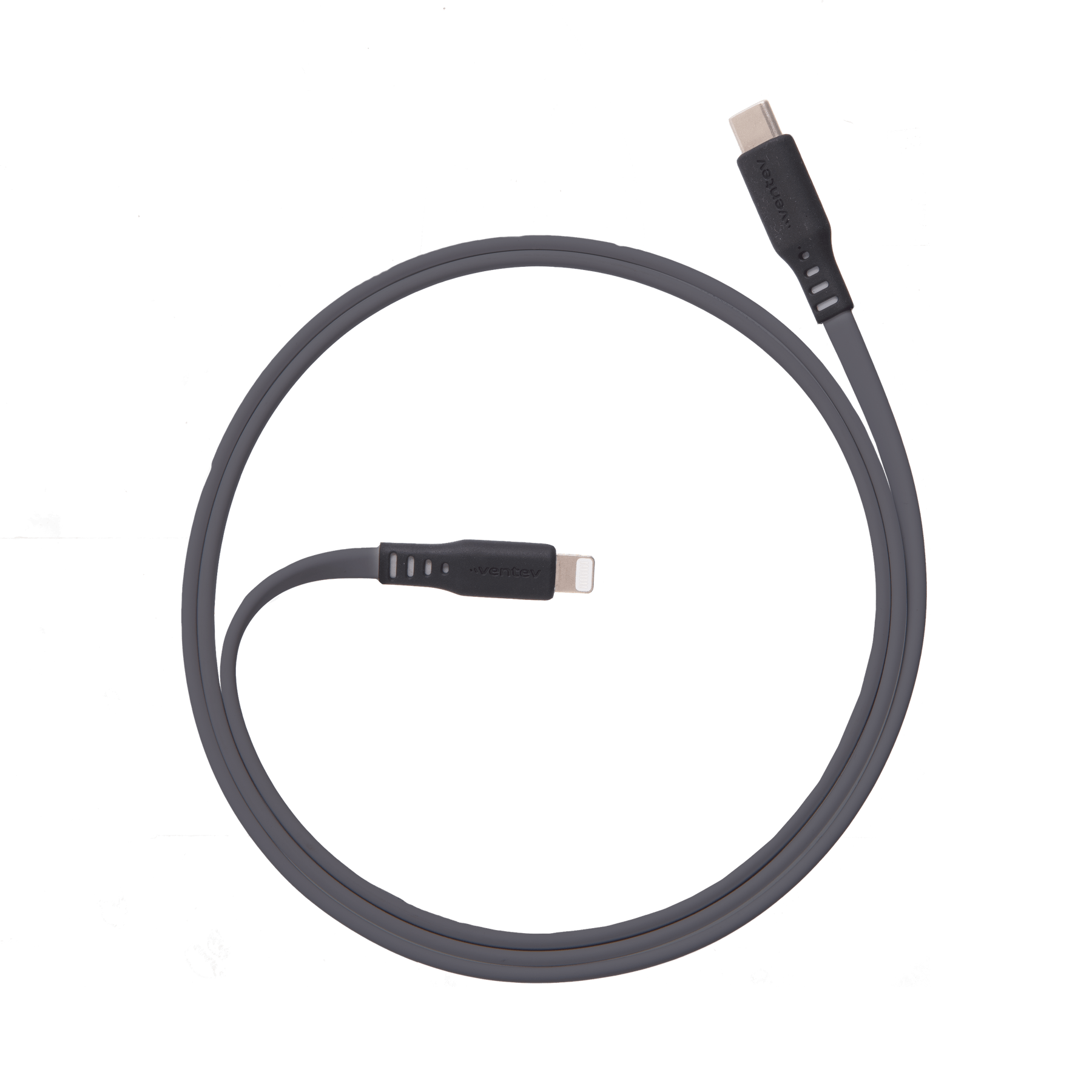 Ventev Charge & Sync Lightning MFI to USB-C Cable 3.3ft Flat - Box - Gray