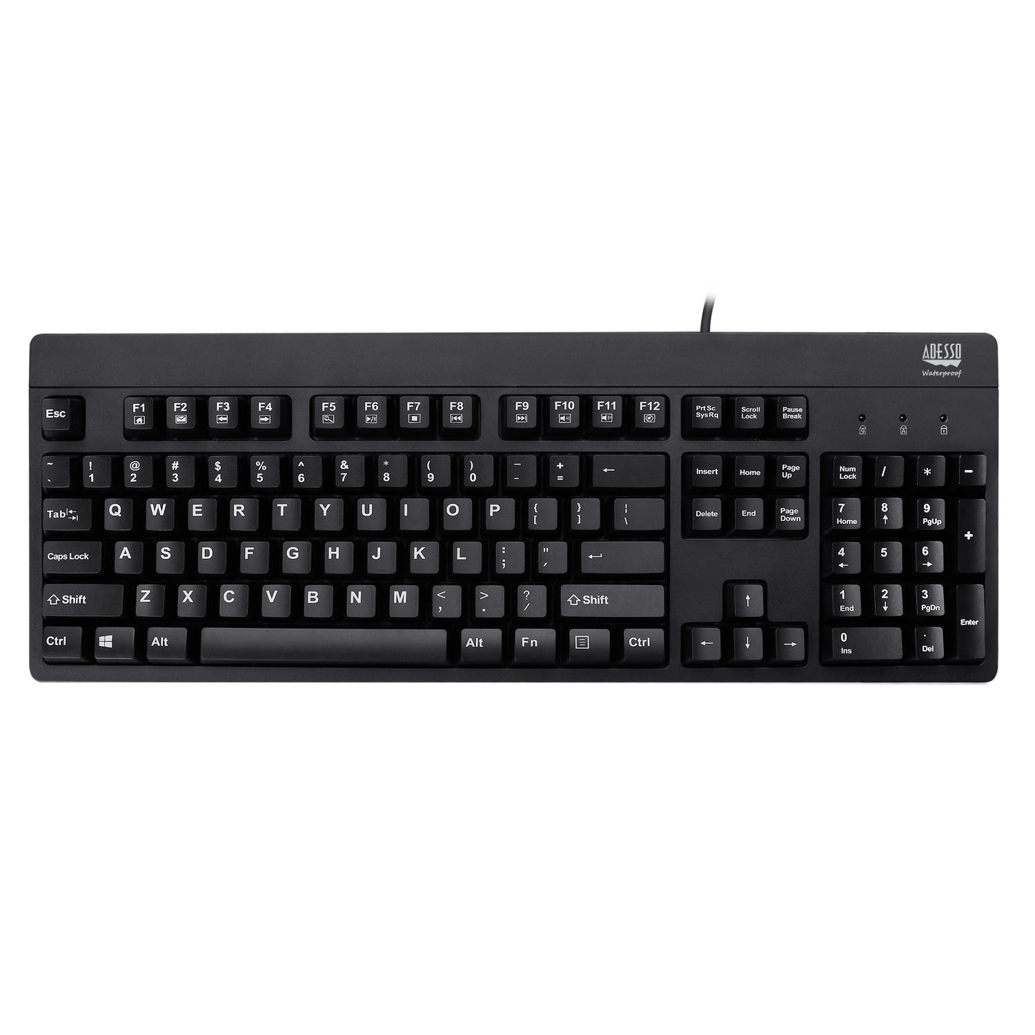Adesso Keyboard Wired EasyTouch Antimicrobial Waterproof - Black