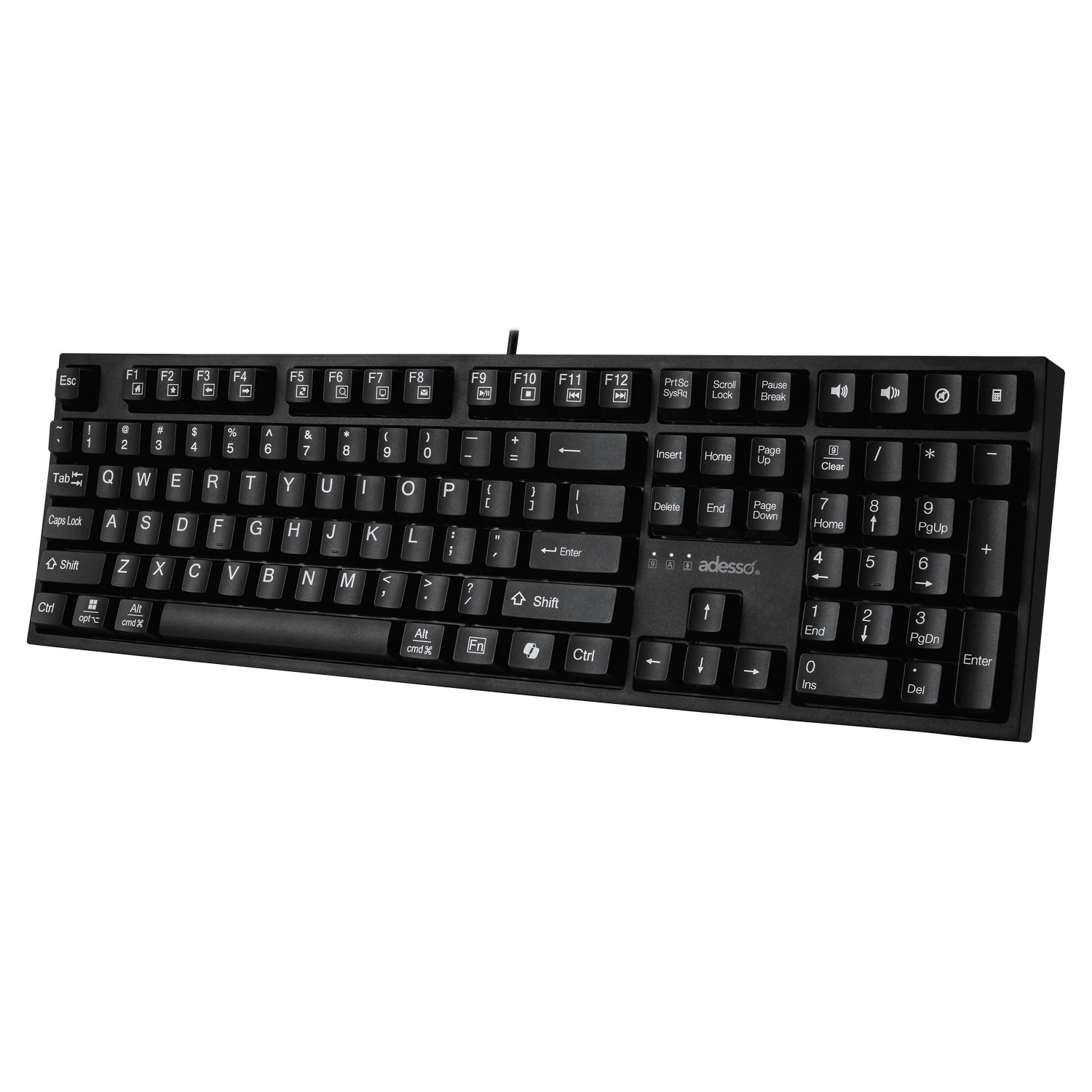 Adesso Keyboard Wired Multi OS 2X Large Print Copilot AI Hotkey - Black