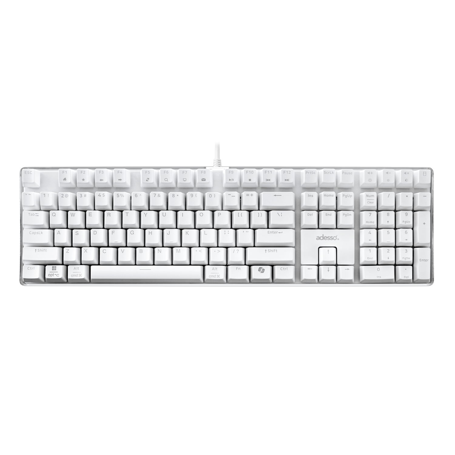 Adesso Keyboard Wired Multi OS Illuminated Copilot AI Hotkey - White