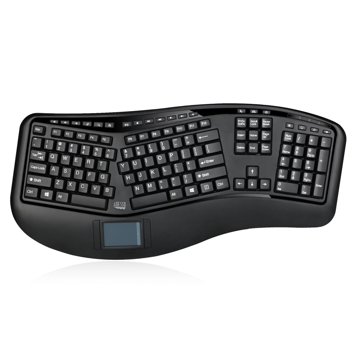Adesso 2.4G Wireless Ergonomic Touchpad Keyboard