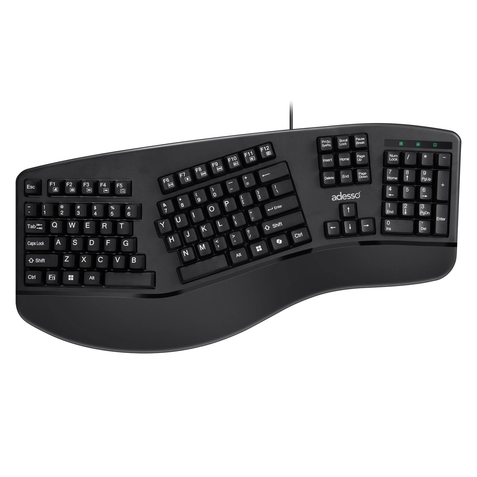 Adesso Multi OS 2X Large Print Illuminated Ergonomic Mechanical Keyboard (USB/Brown switch)