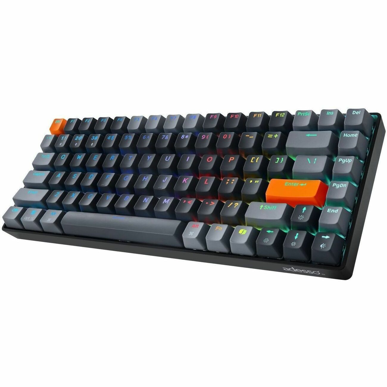 Adesso Wired/Wireless/Bluetooth Multi-OS Illuminated QMK VIA Mechanical Mini Keyboard With CoPilot AI Hotkey (Red Switch)