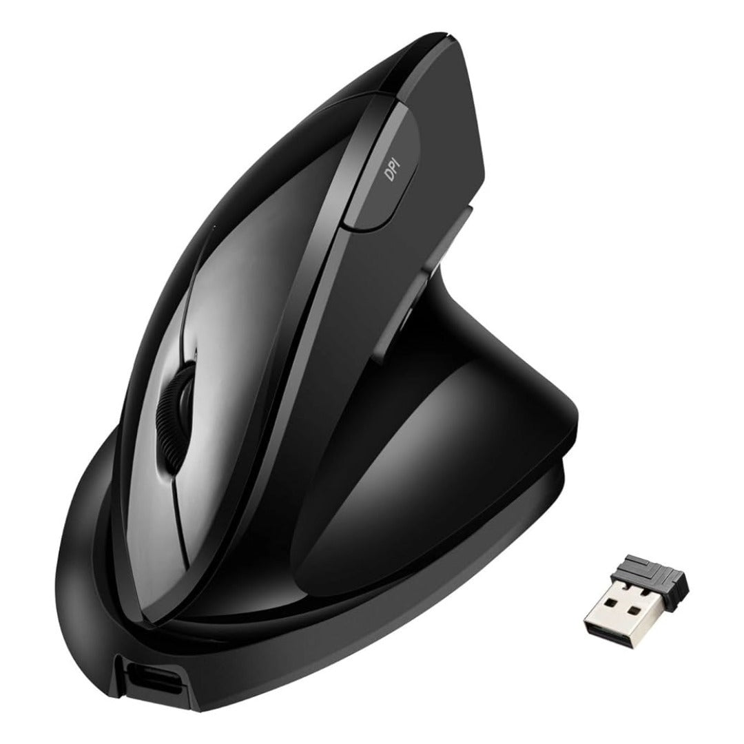 Adesso Wireless Vertical Ergonomic Optical Mouse 2400 dpi PC/Mac/Android/Chrome – Black