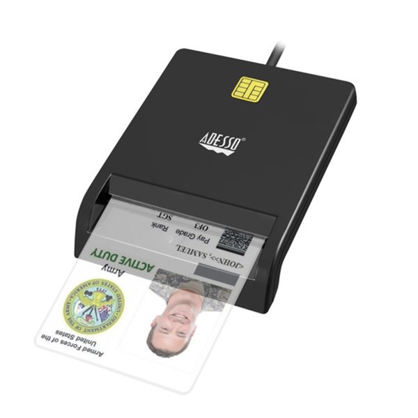 Adesso Smart Carder Reader USB 2.0 Connectivity CAC and Smart Card Compatible Plug-and-Play Authentication Solution - TAA Compliant