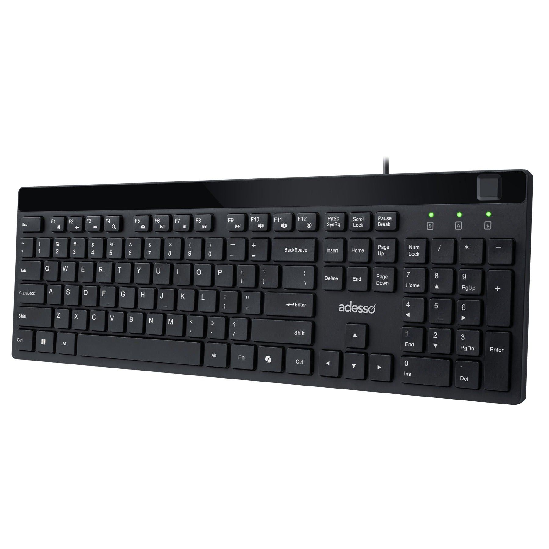 Adesso Keyboard & Mouse Combo Wired Quiet Switch Low Profile with Fingerprint Reader - Black