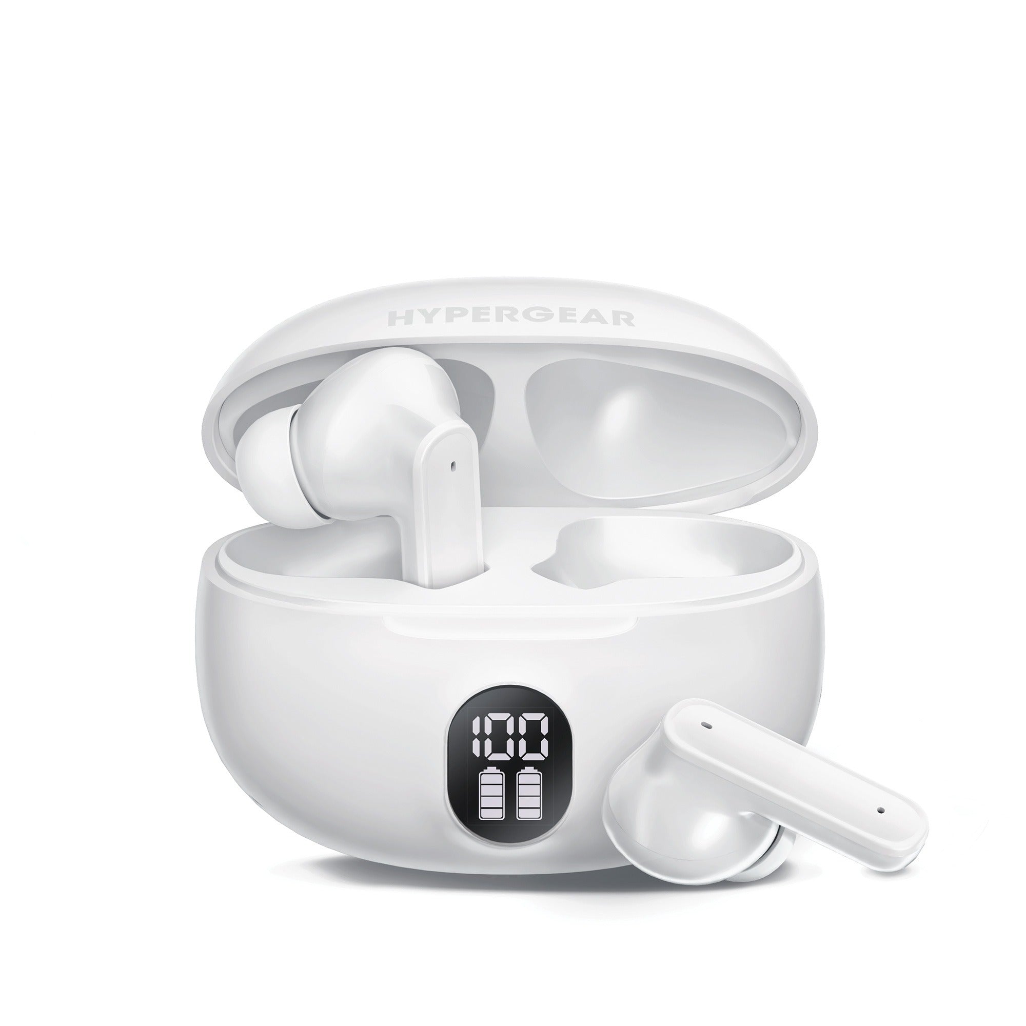 HyperGear Earbuds Bluetooth HyperBudz Basics Active Noise Cancellation 24hr Play Time - White