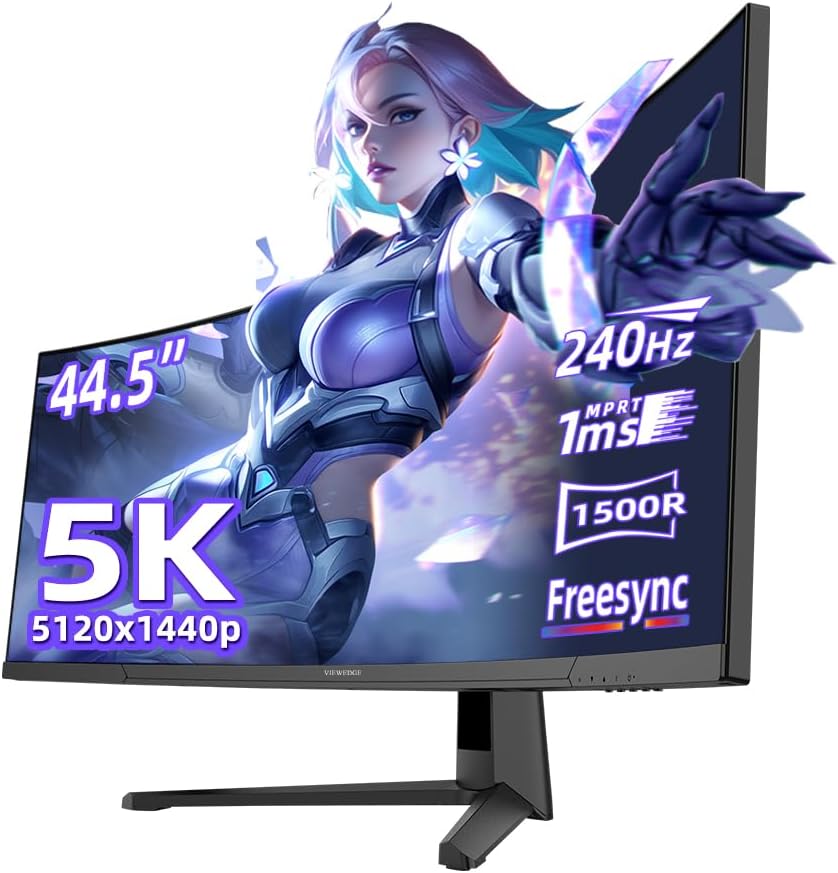 Viewedge Gaming Monitor 44.5in Curved Ultrawide 5K (5120x2160p) up to 240hz 1500R curvature  - Black