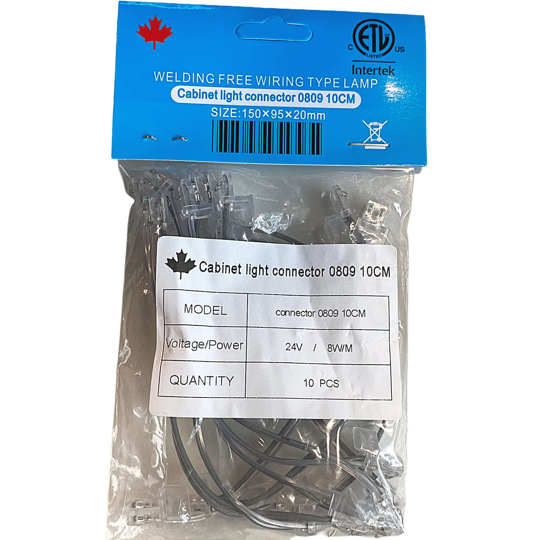 CABINET LIGHT CONNERTOR 0809 10CM 10PCS/BAG