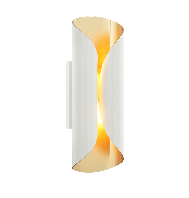 INDOOR WALL SCONCE  E12  CURVED METAL W4\\" X H13\\" WHITE + GOLD 25170-B01A-GD+WH