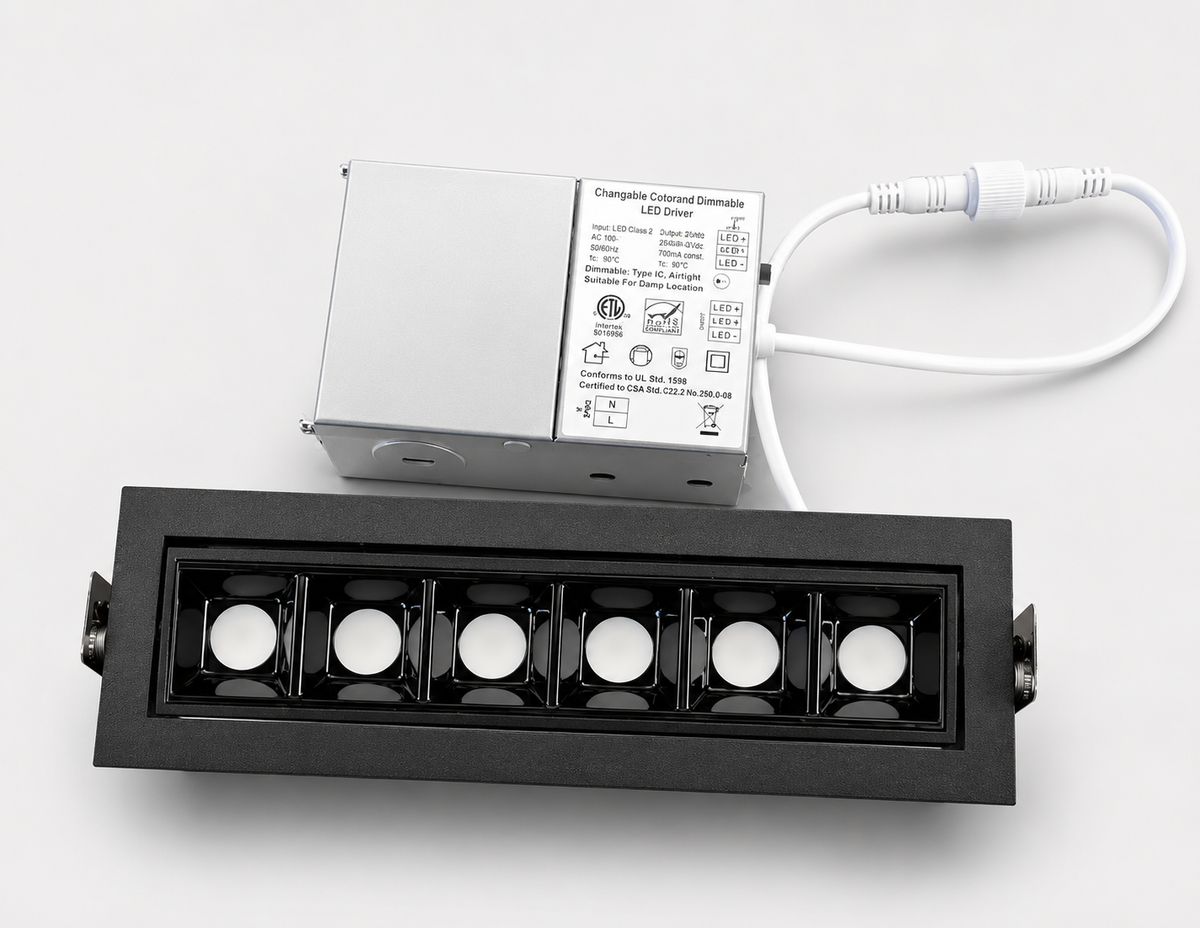 LINEAR POTLIGHT 6X2W 3CCT GIMBAL -BLK