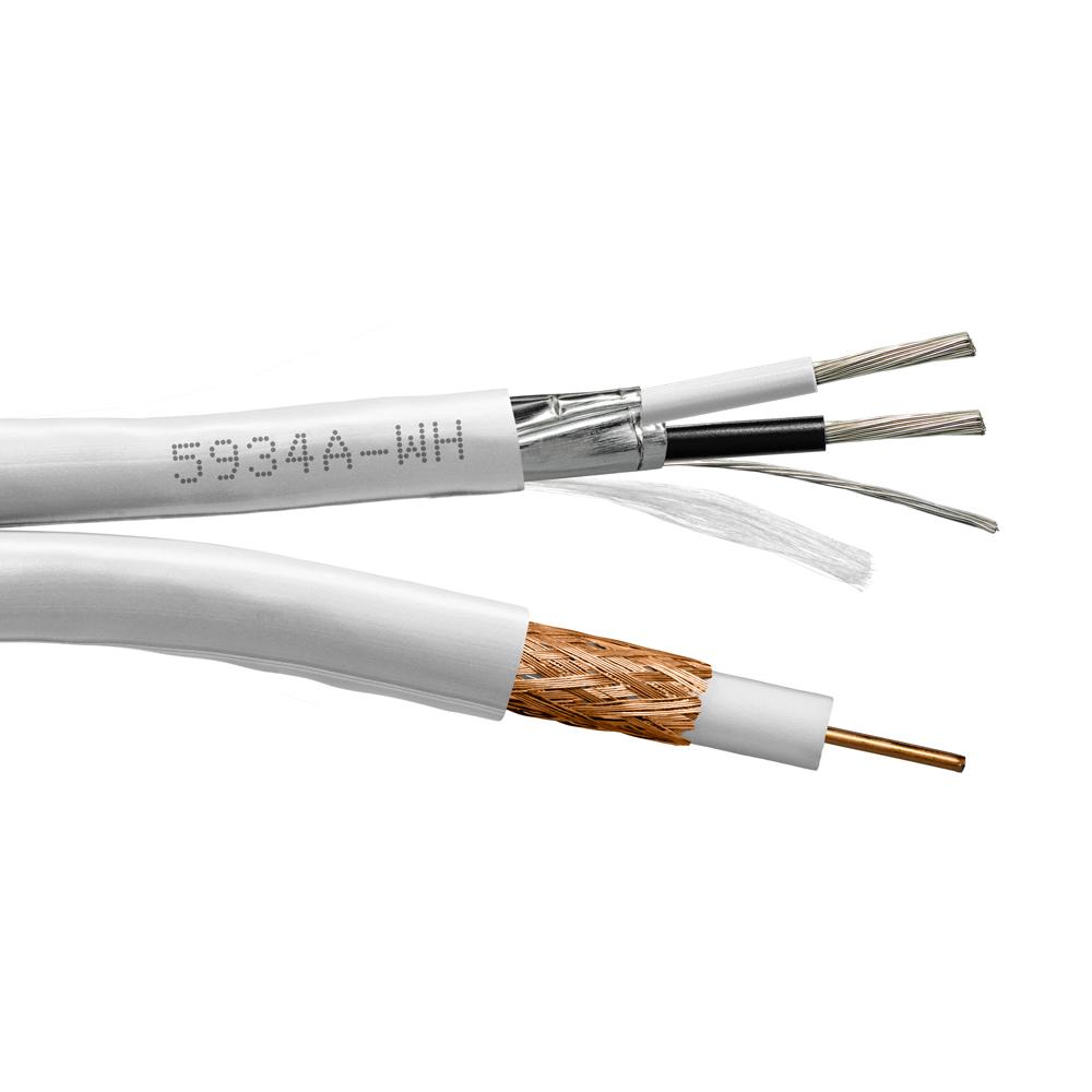 Provo Siamese RG59U CCTV 20 AWG SOL BC 95% BRD SH + 18-2c FL SH STR Control Cable CSA FT4 UL RoHS – White JKT
