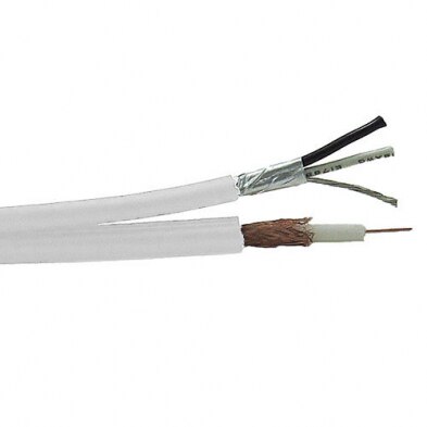Provo Siamese RG59U CCTV 20 AWG SOL BC 95% BRD SH + 18-2c STR UNSH Control Cable CSA FT4 UL RoHS – White JKT