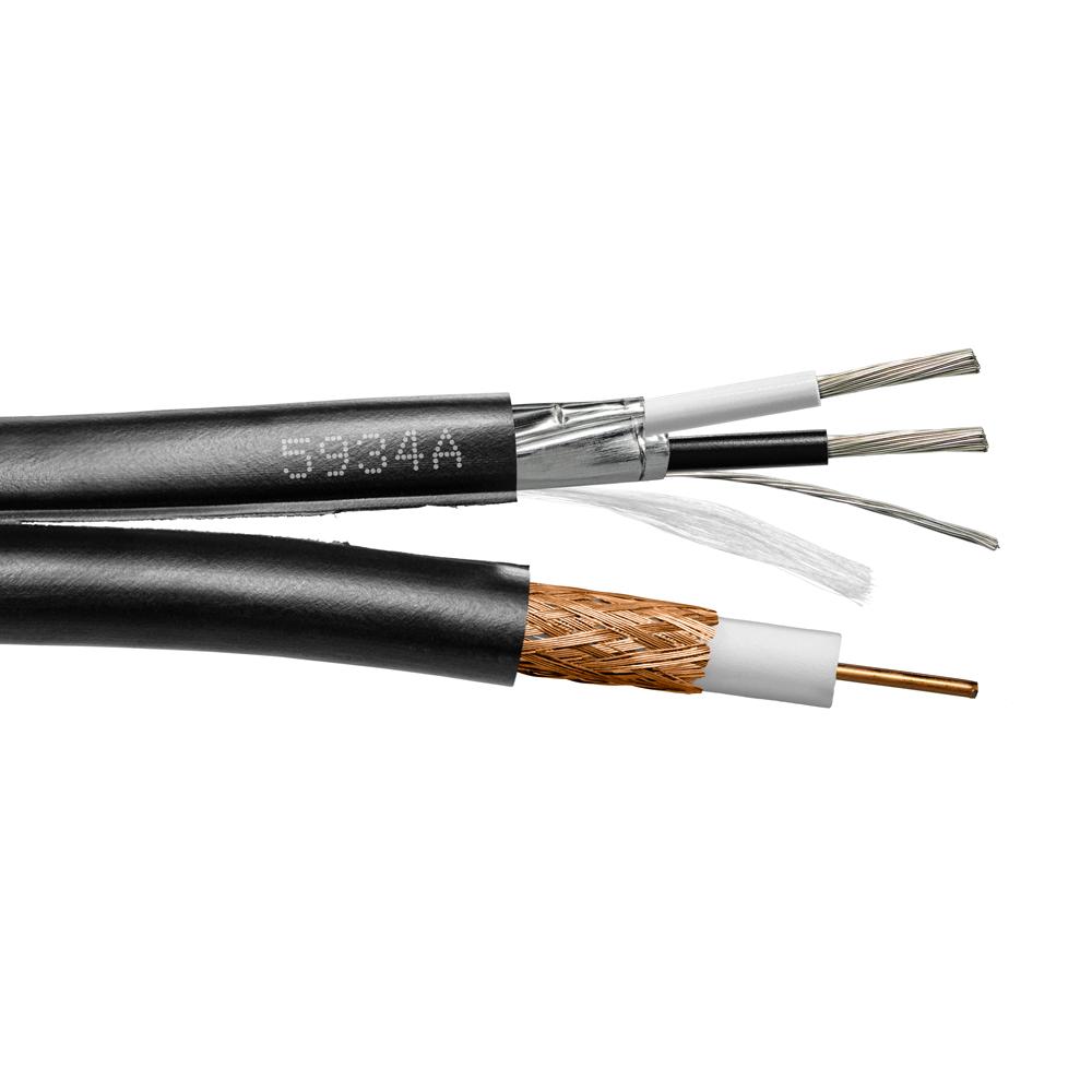 Provo Siamese RG59U CCTV 20 AWG SOL BC 95% BRD SH + 18-2c FL SH STR Control Cable CSA FT4 UL RoHS – Black JKT