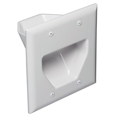 DataComm 45-0002-UWH 2-Gang Recessed Low Voltage Cable Plate, Ultra White