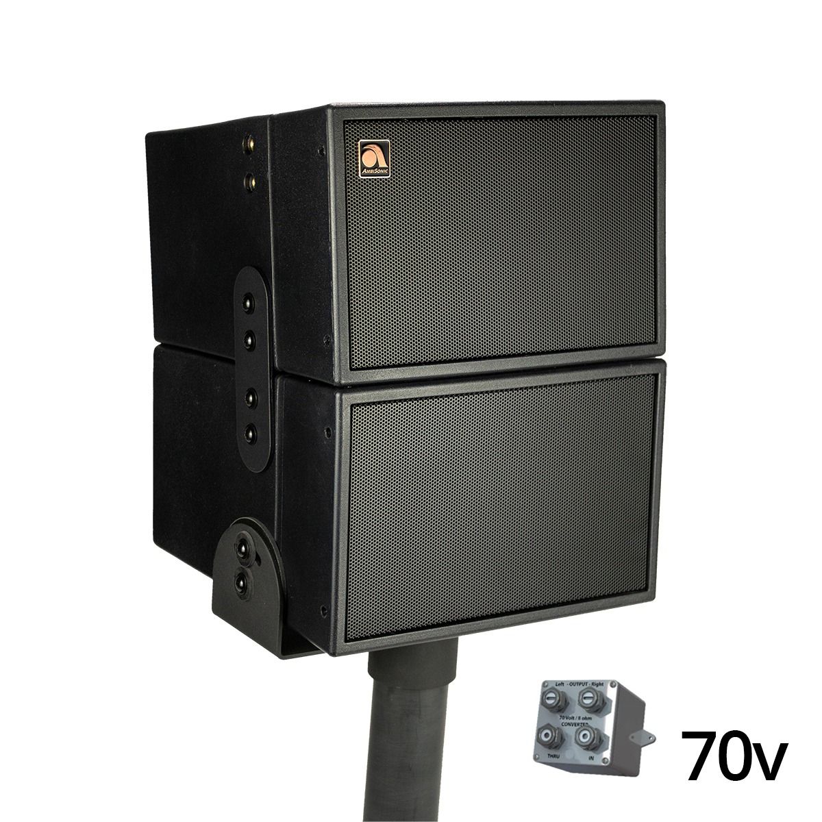 2x 6.5HD-Line Array Outdoor Landscape Spkrs 2x70v BLK w-Spik