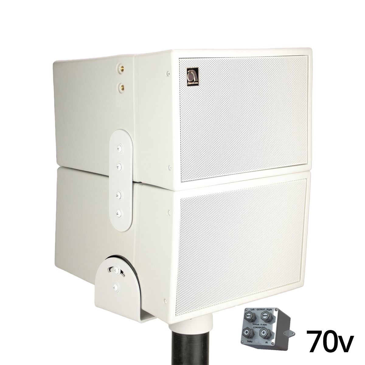2x 6.5HD-Line Array Outdoor Landscape Spkrs 2x70v WHT w-Spik