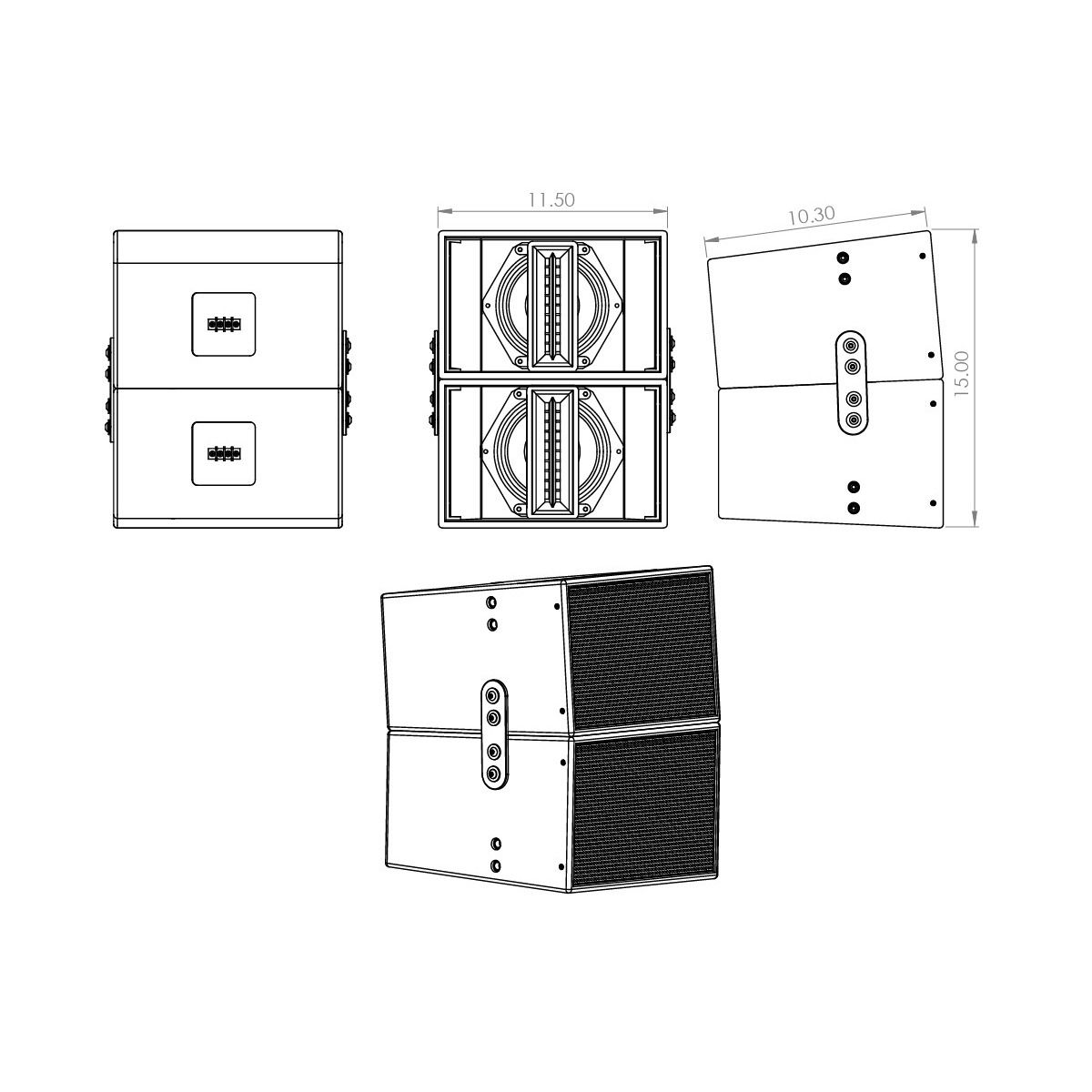 2x 6.5HD-Line Array Outdoor Surface Spkrs 4ohm BLK w-Bracket