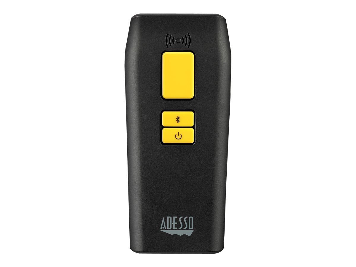 Adesso Barcode Scanner Bluetooth Antimicrobial IP66 Waterproof 2D QR 1D Barcodes Pocket Sized Drop Protection - Black