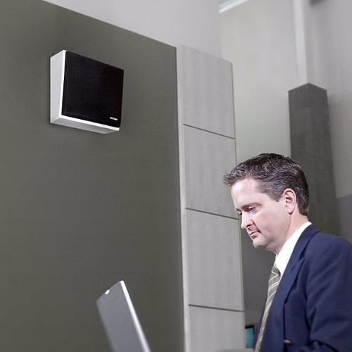 Valcom V-1052C One-Way 8\\" Angled Metal Wall Speaker, Black Grille, Gray