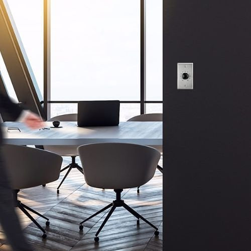 Valcom V-1094A Wall Mounted Page Port PreAmp/Expander, Brushed Stainless-Steel Plate