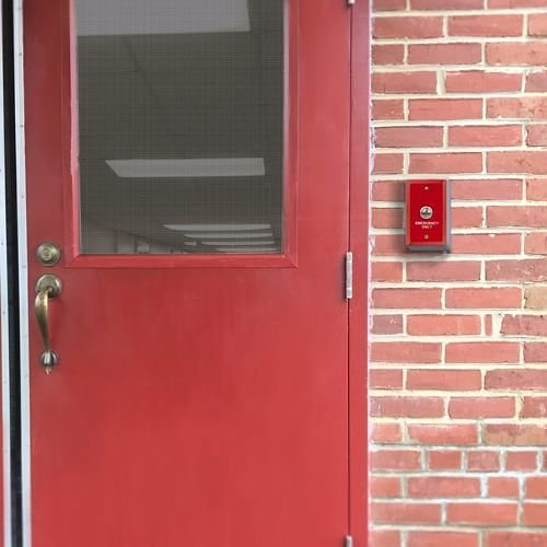 Valcom V-2976 Vandal-Resistant \\"Emergency Only\\" Call Button, 18 Gauge Steel Plate, High-Gloss Red