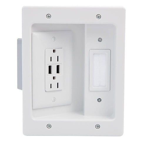 On-Q HT21USBWHV1 In Wall TV Connection Kit with USB, White