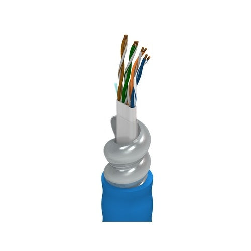 Belden 121872A 0081000 DataTuff Cat6  Bonded-Pair 23AWG (Solid) Bare Copper Cable, Aluminum Interlock Armor, CM Rate, Gray, Reel, 1000'