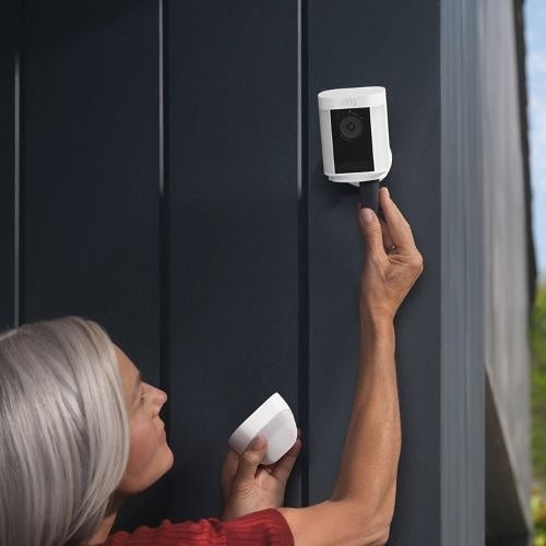 Ring Spotlight Cam Pro Plug-in Motion Detection, Night Vision Camera, White (B09DRVNH7Q)
