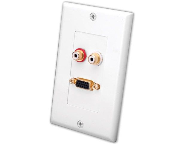 S-VGA and Dual RCA Jacks Decor Wall Plate- White