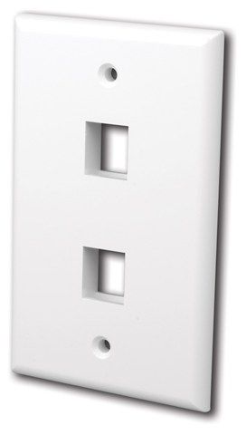 Multi-Media Keystone Wall Plates- 2 Ports & White