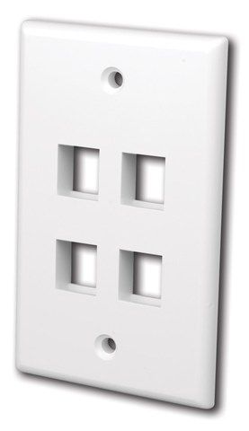 Multi-Media Keystone Wall Plates- 4 Ports & White