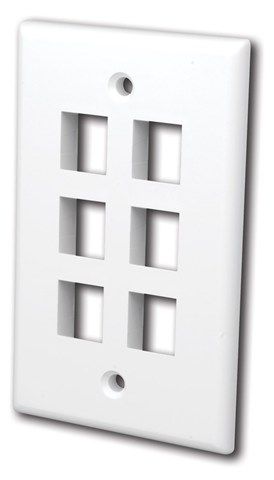 Multi-Media Keystone Wall Plates- 6 Ports & White