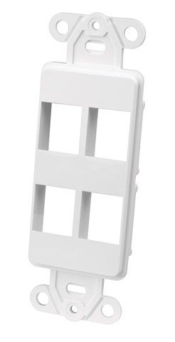 Decor Style Multi-Media Wall Plate Inserts- 4 Ports & White