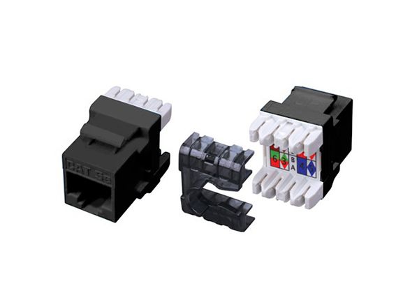 Category 5E 180 Degree Keystone Inserts- 8 Conductor & Black
