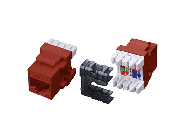 Category 5E 180 Degree Keystone Inserts- 8 Conductor & Red