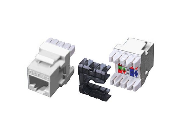 Category 5E 180 Degree Keystone Inserts- 8 Conductor & White