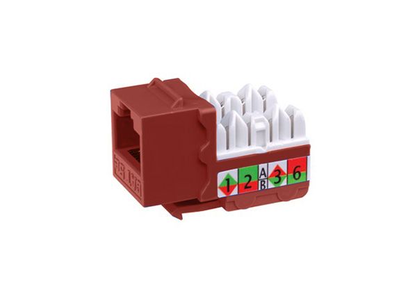 Category 5E 90 Degree Keystone Inserts- 8 Conductor & Red