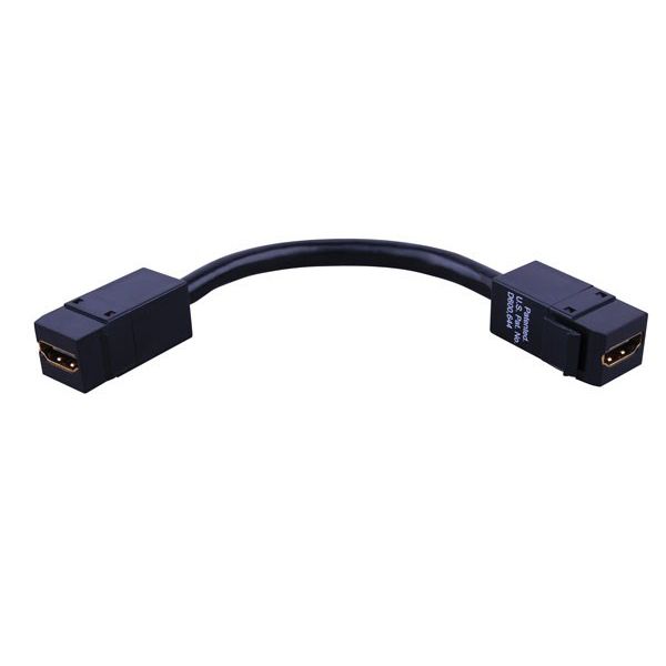 HDMI Keystone Insert with Pigtail- HDMI F to HDMI F & Black
