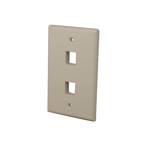 Multi-Media Keystone Wall Plates- 2 Ports & Light Almond
