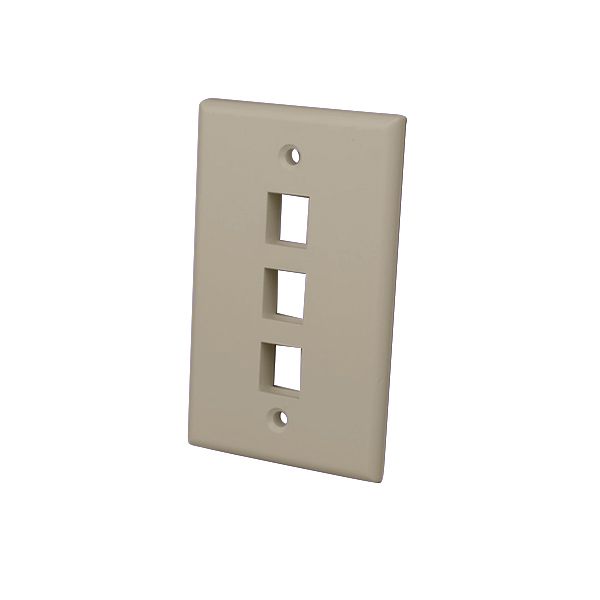 Multi-Meida Keystone Wall Plates- 3 Ports & Light Almond