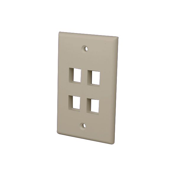 Multi-Media Keystone Wall Plates- 4 Ports & Light Almond