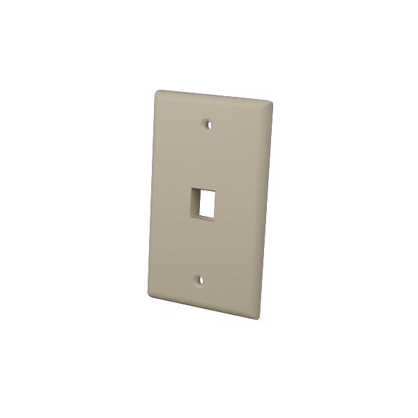 Multi-Media Keystone Wall Plates- 1 Port & Light Almond