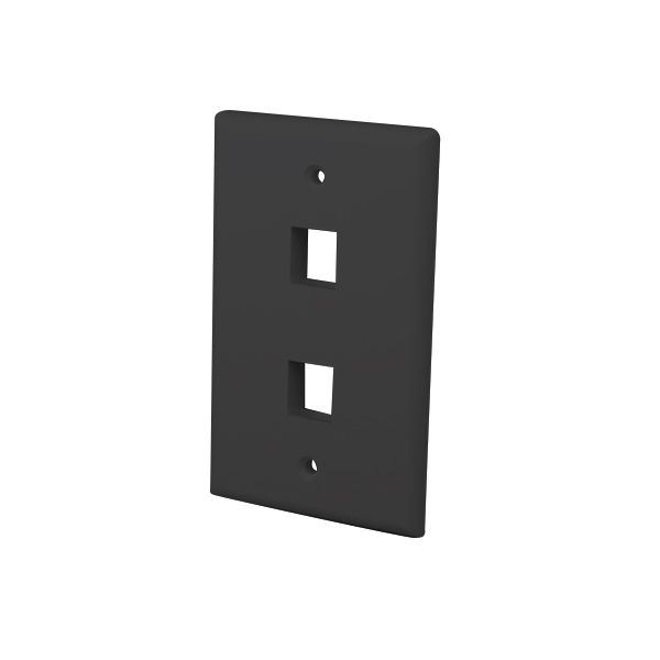 Multimedia Keystone Wall Plates- 2 Ports & Black
