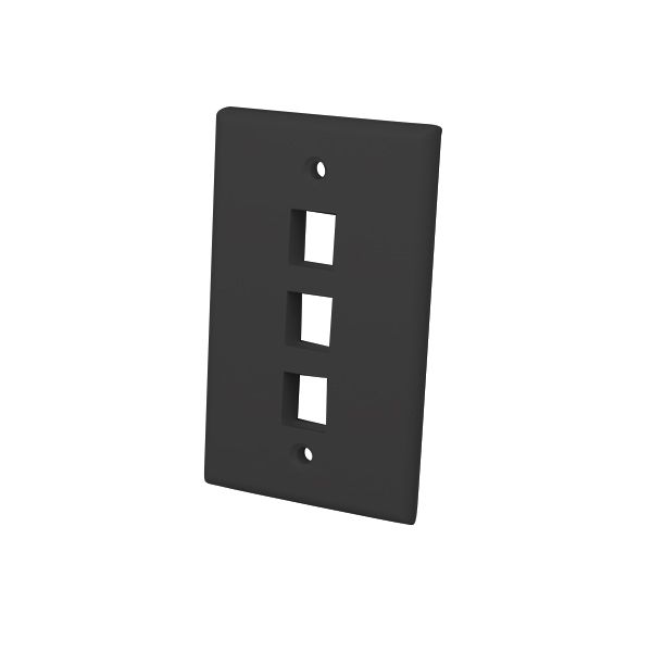 Multimedia Keystone Wall Plates- 3 Ports & Black