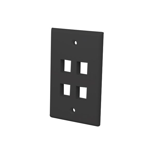 Multimedia Keystone Wall Plates- 4 Ports & Black