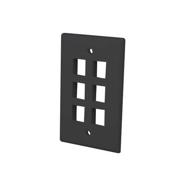 Multimedia Keystone Wall Plates- 6 Ports & Black